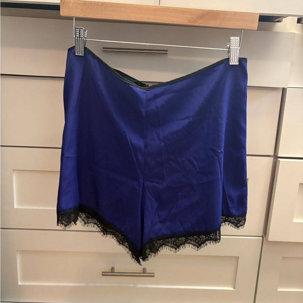 Reformation silk shorts with lace detail